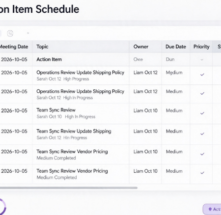 Meeting and Action Item Schedule