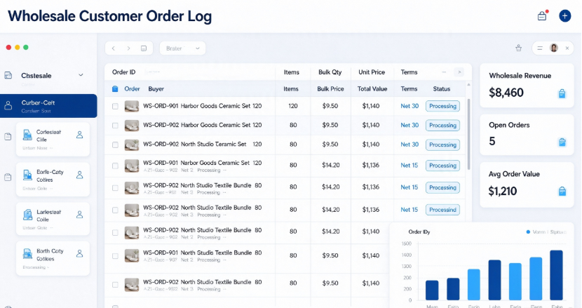Wholesale Customer Order Log