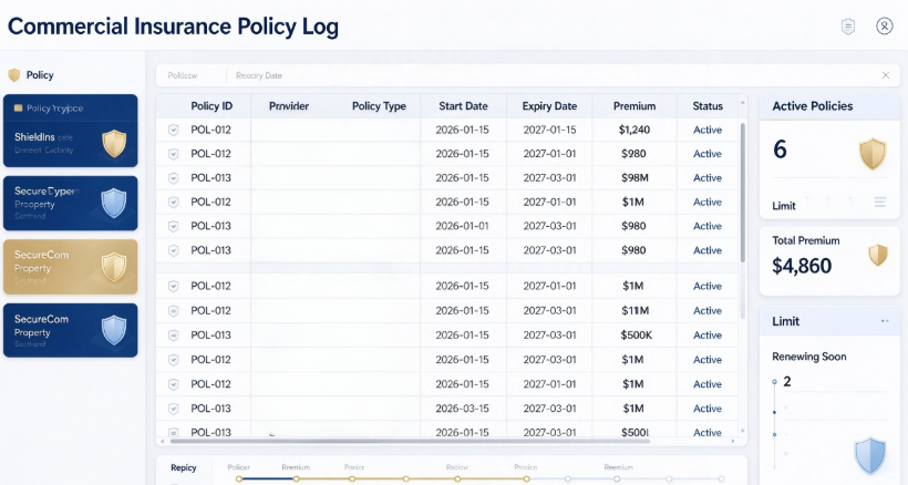 Commercial Insurance Policy Log