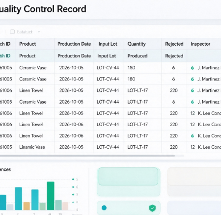 Product Batch and Quality Control Record