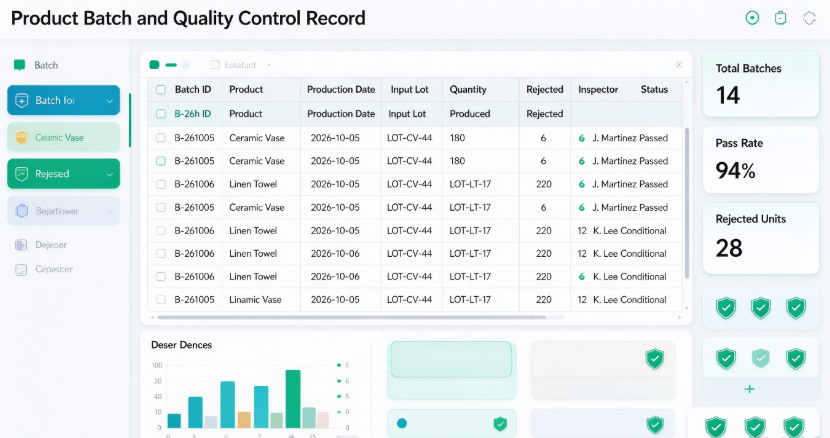 Product Batch and Quality Control Record