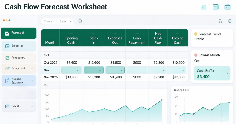 Cash Flow Forecast Worksheet