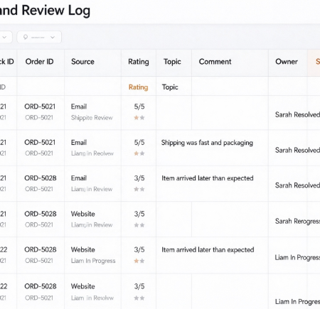 Customer Feedback and Review Log