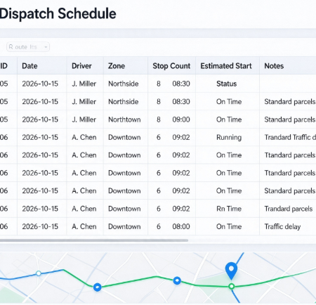 Delivery Route and Dispatch Schedule