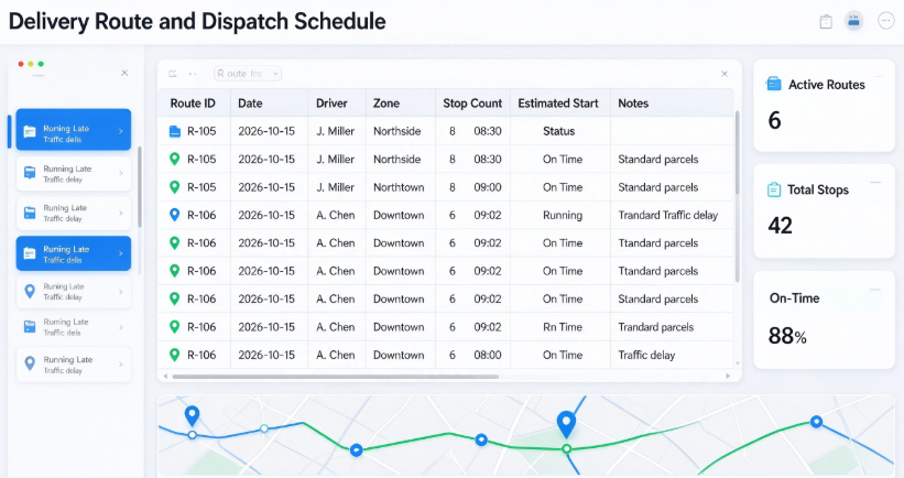 Delivery Route and Dispatch Schedule
