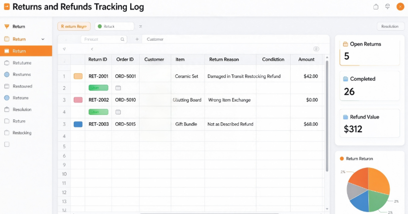 Returns and Refunds Tracking Log